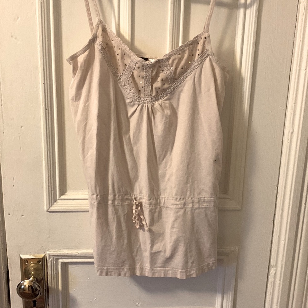 Shoestring sequins top